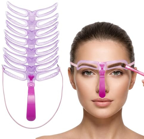 Eyebrow Shaper Kit 8Pcs Reusable Brow Stencils for Beginners | Reusable eyebrow shaping templates, lightweight portable design perfect for daily makeup and outdoor travel use.