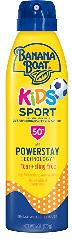 Banana Boat Kids Sport Tear-Free, Sting-Free Broad Spectrum Sunscreen Lotion Spray, SPF 50 – 6 oz