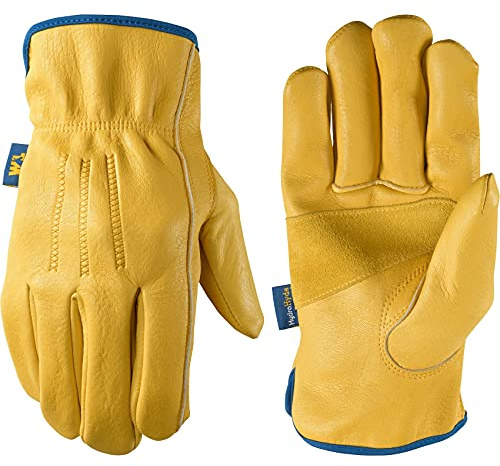 Wells Lamont Men's Slip-On HydraHyde Leather Work Gloves – Water-Resistant, Breathable, Durable – Ideal for Gardening, Landscaping, Ranching – Heavy Duty Leather Work Gloves – Saddletan, Large