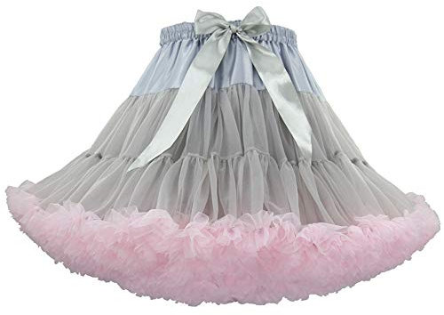YM YOUMU Damen Elastische Taille Chiffon Petticoat Unterrock 3-Lagig Puffy Tüll Lolita Petticoat Unterrock zum Party Cosplay (Type 15, One Size)
