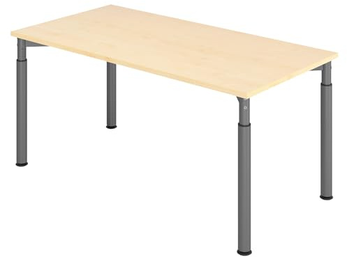 bümö höhenverstellbarer Schreibtisch 160x80 cm in Ahorn, Gestell Graphit - PC Tisch höhenverstellbar & groß, höhenverstellbarer Tisch Büro, großer Computertisch verstellbar, Y-Serie