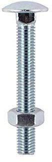 Timco M6 x 150mm BZP Carriage Bolt & Hex Nut - Pack of 2