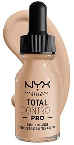 NYX Professional Makeup Total Control Pro Drop Foundation, Flüssiges Make up, Individuelle und aufbaubare Deckkraft, Vegane Formel, True-to-Skin Finish, 13 ml, Farbton: Alabaster