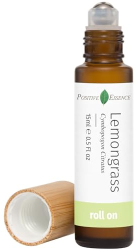 Organic Lemongrass Essential Oil Roll On, Pure Lemongrass Essential Oil Pre-Diluted with Jojoba Oil for Skin Nourishment, Leak-Proof Metal Rollerball, Travel Safe Roll-on (15 mL)