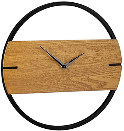 Relaxdays Wanduhr Holzoptik, modern, analog, Uhr für Küche, Wohnzimmer, Flur & Büro, Zimmeruhr, Ø 30 cm, braun/schwarz, 10034281