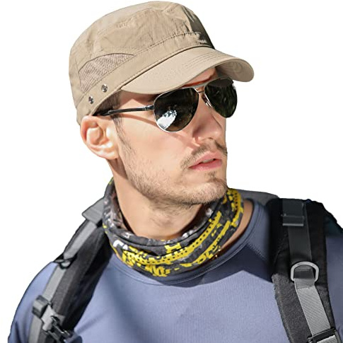 Pyrafox Herren wasserdichte Armee-Kappe Sommer Schildmütze Cuba-Stil Faltbarer