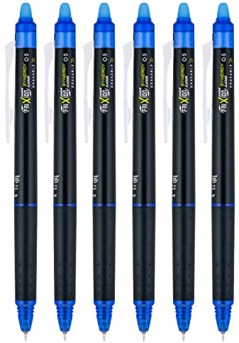 PILOT FriXion Synergy Clicker Retractable & Erasable Gel Ink Pens, 0.5mm Extra Fine Point, Blue Ink, 6-pack