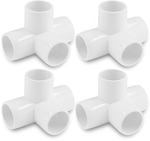 Unlorspy 4 Pack 3/4 4 Way PVC Fitting PVC Connectors 3/4 Inch, 4 Way Pipe Joint, Furniture Grade for 3/4 Inch Pipe, DIY Shelf, Water Supplies (White,3/4 Inch)