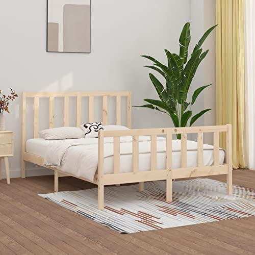 Tidyard Massivholzbett Komfortbett Bettrahmen Bettgestell Holzbett Seniorenbett Doppelbett/Einzelbett Jugendbett Landhausbett Gästebett Betten Bett, mit Kopf- und Fußteil,160x200 cm