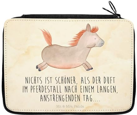Mr. & Mrs. Panda Federmappe Pferd Springen - Geschenk, Stiftetasche, Schüler, Hoftiere, Kinder Federmappe, Stall, Bauernhof, Pferdebesitzer,