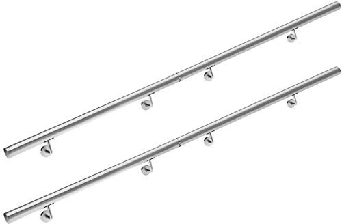 Monzana Pasamanos de Acero Inoxidable Barandilla de Pared para Escalera 400cm Soporte Pared Interior Exterior