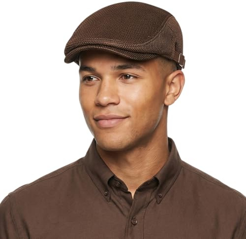 HIQIU Unisex Schirmmütze Baskenmütze Atmungsaktiv Mesh, Flatcap Herren Sommer Dünn Gatsby Newsboy Barett Cap, Schiebermütze Herren Sommer Sport Mütze Einstellbar 55-60 cm