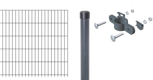 Alberts 643683 Erweiterung zum Doppelstabmattenzaun | verschiedene Höhen - wahlweise in verschiedenen Farben | anthrazit | Höhe 100 cm | Länge 2 m