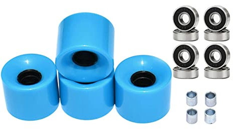 harayaa Longboard Skateboard Räder, 60 Mm, 78 A, mit Lagern, 4 Stück, Ersatzräder für Long Cruiser, Blau-Schwarze Abdeckung