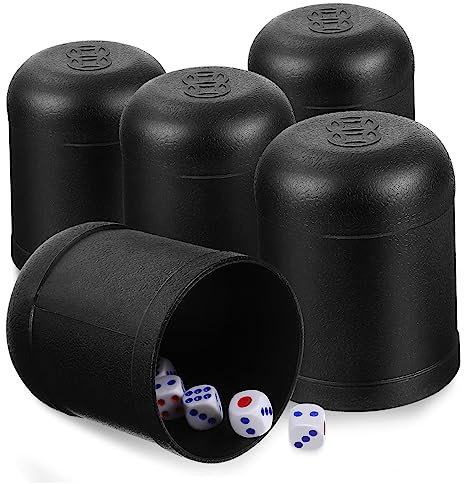 5 ensembles de gobelets à dés mini dés noirs dés de poker jeu de dés gobelets à dés mini gobelets à dés jeux de dés en plastique noir petits dés dés en plastique secoueur de dés en plastique tasse à e