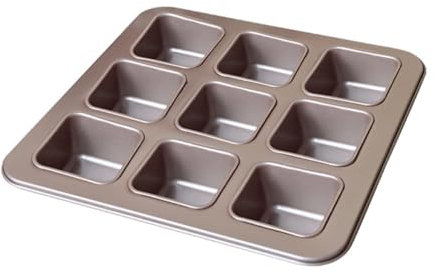 PRETYZOOM Backblech mit 9 Gittern Quadratische Kuchenform Antihaftbeschichtet Breite Rollenränder Leicht Zu Formen Zu Reinigen Ofenfest für Hühnchen Fisch