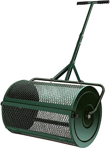 OSBELE Esparcidor de Musgo de turba para abono, esparcidor de Malla metálica Resistente con Mango Ajustable, Fertilizante para latas, Tierra Vegetal, plantación, siembra, mantillo, esparcidor de es