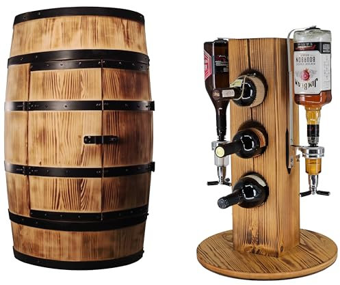 CREATIVE COOPER Set aus Einer Holzbar Weinfass mit Tür und einem Weinregal mit 2 Ausgießern Sonnenverbranntes