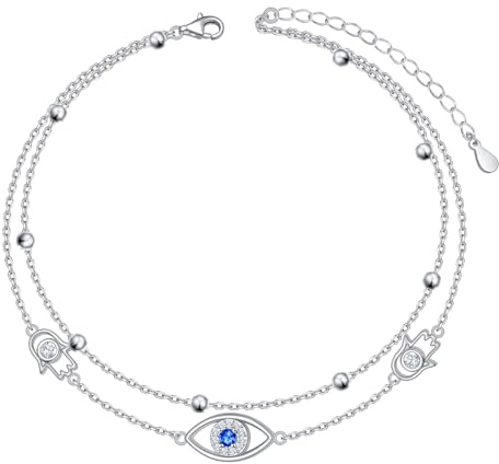 HOOHWE Vristlänk för kvinnor 925 sterlingsilver Infinity hjärta fotkedja för kvinnor klassisk justerbar pärlfotkedja armband sommarsmycken för kvinnor och flickor Layered ankelarmband, 26.67 cm,