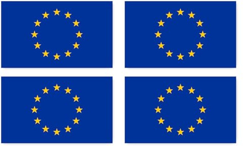 Aufkleber: 150x90 mm, 4 Stück - Flagge - Europa - EU - für Auto, Koffer, Laptop und mehr