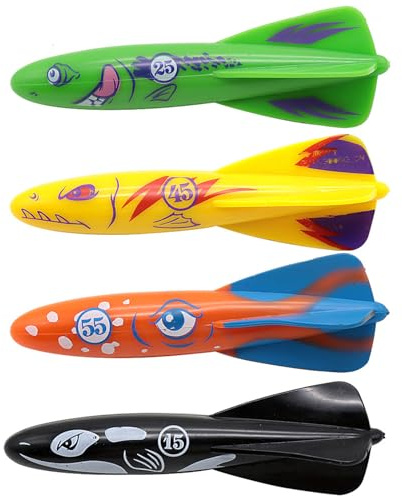 4Pcs Rocket Torpedoe Diving Supply for Swimming Pool,Sinking Supply Swimming Sinkers for People,Throwing Torpedo Bath Dive Rocket Water Supplies Underwater Training Pool for 7-12 Girls Boys Pool Games