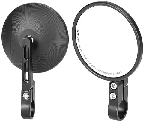 KEMIMOTO Specchietti Moto Omologati E24, 2 Pezzi Specchietto Retrovisore Manubrio con CNC, Tondi Specchi Moto Compatibili con Motocicli, Scooter, ATV