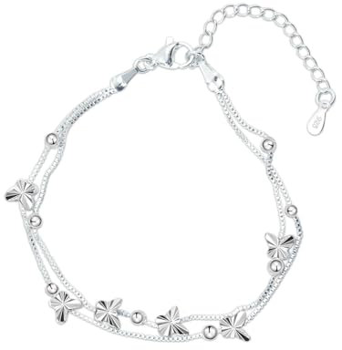 Pulsera Mariposa Plata 925 Ajustable para Mujer, Cadena de Extensión de Encanto, Joyería para Niñas
