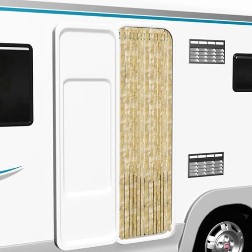 LAPOOH Insektenschutz-Vorhang, Fliegenvorhang, Fliegenschutz Tür, Balkontür Fliegengitter, Fiegengittertür, Beige 90x200 cm Chenille