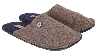 LEVITAS Point - Pantofole in Lana Agugliata | Suola in Lana Trattata, Antiscivolo, Senza Tacco | Lavabili in Lavatrice, Made in Italy, Colore Nocciola, Numero 45-46