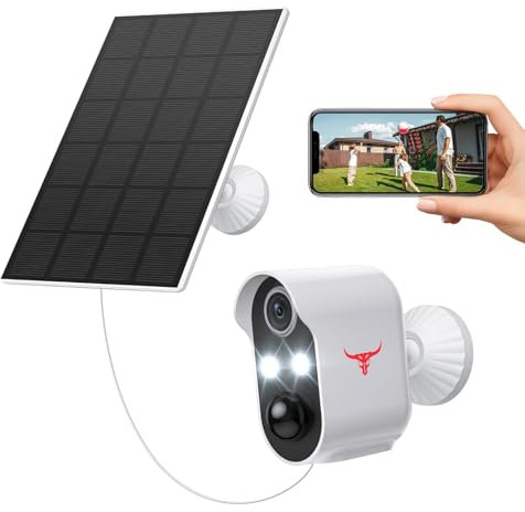 Security Cameras Wireless Outdoor with Solar Panel, 1080P Battery Power WiFi Surveillance, Indoor Home Camera with 2-Way Talk, Smart AI Human Detection, Color Night Vision, Live View (2 Spotlights)