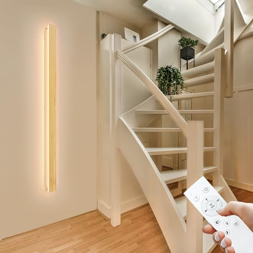 AOLED LED Wandleuchte Innen lange Bambus Wandlampe Dimmbar mit Fernbedienung 36W Wohnzimmerlampe Schlafzimmerlampe Flurlampe 100CM Wandbeleuchtung für Treppenhaus Balkon Kinderzimmer Schlafzimmer