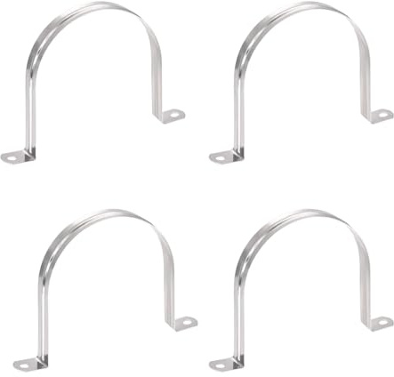 TOP-VIGOR 4Pcs M100 Rigid Pipe Strap, 2 Holes Tube Straps 201 Stainless Steel Tension Tube Clip Clamp for Fixing Tube Pipe Wire