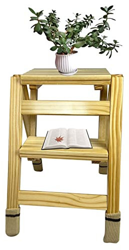 JYHHGDS Robuster 2-Stufen-Hocker, Klappbare Trittleiter mit rutschfestem, breitem Pedal, Trittleiter aus Holz für Erwachsene, Leiterhocker für Haushaltsküchenbibliothek, Blumenregal