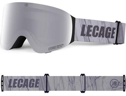 Skibrille Herren - Snowboard Brille Damen, Innovatives Flip-Up-Design Verspiegelt Ski Brille, Rahmenlose Breitere Sicht Schneebrille - Magnetische & Anti-Fog Snowboardbrille - UV400 Helm Schneebrille