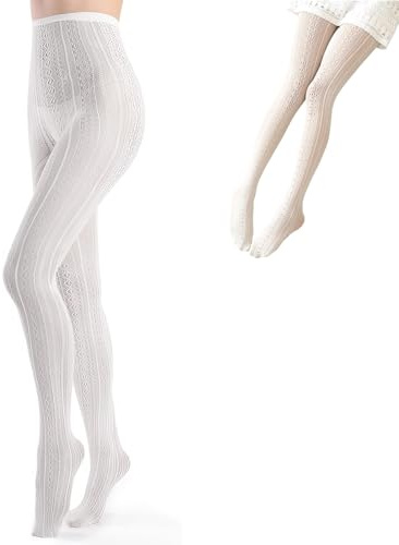 DHWEKU Medias para Mujer Calcetines Medias de Malla con Diseño Trenzado para Trajes Tradicionales Bávaras Oktoberfest Fiestas Carnaval Cosplay Halloween para Mujeres Niñas