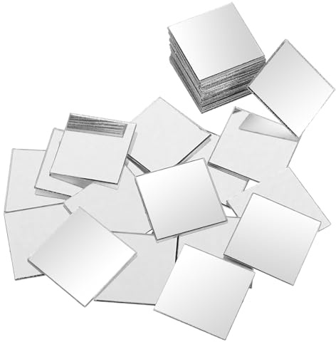 Lusofie 50 Pcs Square Mini Mirror Small Mirrors for Crafts Self Adhesive Mirror Tiles Acrylic Mirror Sheet for DIY Projects Crafts Mosaics Art Supplies and Home Decor (2.5cm)