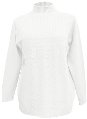 Generisch Strickpullover Damen Winter Zopfmuster Pullover Damen Elegant Strick Feinstrick Winterpullover Damen Warm Stehkragen Pulli Frauen Einfarbig Dicke Damenpullover Langarm Strickpulli Kuschelig