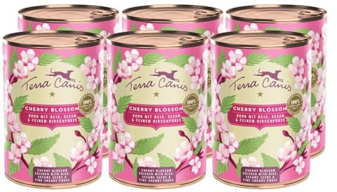 Terra Canis Huhn mit Reis & Sesam, Flower Menü Nassfutter für Hunde, 6x400g | 100% Lebensmittelqualität aller Rohstoffe, mit frischem Fleisch und feinen Blüten, reichhaltig und gesund, glutenfrei