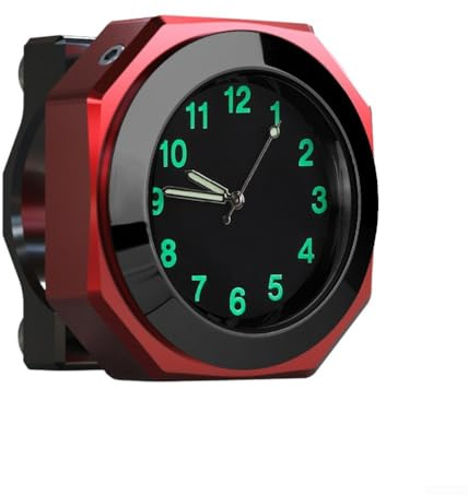 Jayruit Thermomètre de guidon, horloge lumineuse pour guidon de moto, pour guidon de moto et alliage d'aluminium étanche pour guidon de 22 à 28 mm (rouge)