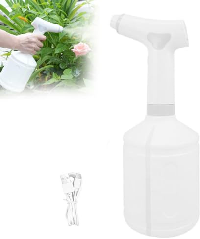 Botella pulverizadora eléctrica, 1 litro, recargable, funciona con pilas, regadera para plantas de interior, pulverizador automático de plantas de mano para jardín, 2 modos de pulverización de agua