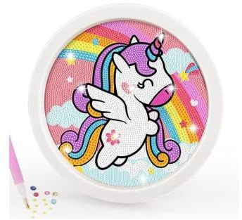 KOQAIIZ Diamant Painting Sticker, Diamond Painting Bilder Kinder, 5D Diamond Painting Kinder mit rahmen, DIY stitch Diamond Painting Set, Einhorn Geschenke Für Mädchen