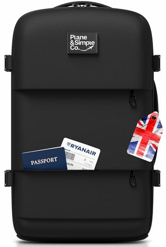 Plane & Simple Co. Award-Winning 40x20x25cm Ryanair Approved Underseat Backpack 20L with Laptop -Pocket - Free to Carry On 20L Backpack for Ryanair, Wizz Air, EasyJet & Vueling