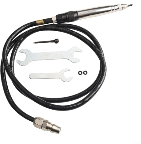 Werkzeug Stahl Pneumatischer Luftschreiber Gravurstift Kit Air Scribe Gravierstift Pneumatischer Schriftzug Werkzeug Kit für Metall Holz Glas Porzellan Handwerk Einstellbare Tiefe Lettering Tool