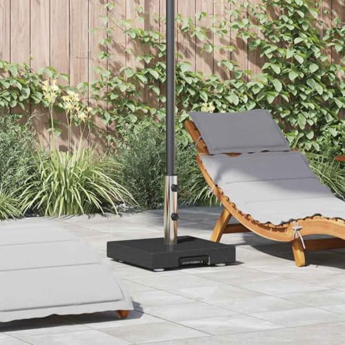 Teenpull Granit Sonnenschirmständer Schwarz 41x41x37 cm mit Rollen, robuster Schirmfuß für Garten, Terrasse und Balkon, wetterfest