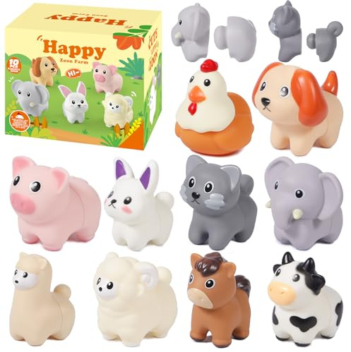 KDISHKRA Giochi Montessori 1 Anno, Animali da Fattoria, Selezione e Accatastamento dei Animale Regalo Bambino, Giocattoli Educativi Regalo per Bimbo, Selezione Colori Giochi Bambini 1 2 3 4 5 Anni
