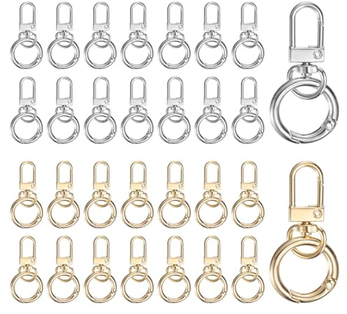 M METERXITY 30-Pack Hummerklauen-Verschluss Zinklegierung Gold% Silberton | Drehgelenk-Schnapphaken Haken, Für Schlüsselanhänger Schnalle/Lanyard/Gurte/Tasche