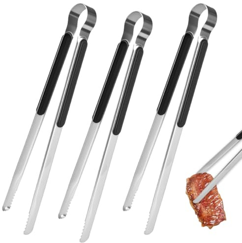 TESSTSY 3 Pièces Pince De Cuisine, 22.5cm Pince Cuisine INOX | Pinces à Barbecue En Acier Inoxydable avec Poignée Antidérapante, Pour Cuisiner, Pâtisserie, Griller, Barbecue, Salade