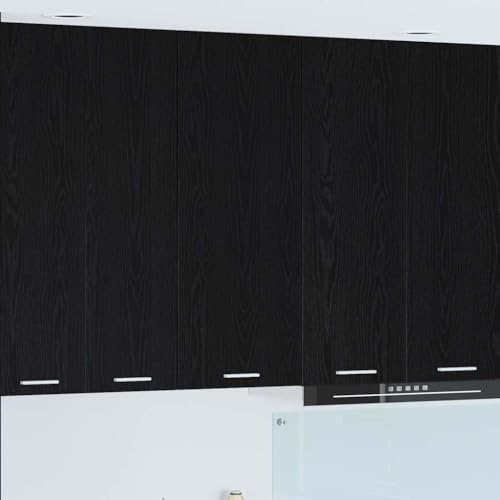 Ordellia Väggskåp i svart ekutseende av trämaterial 40 x 31 x 100 cm med gott om lagringsutrymme och modernt utseende för kök, matsal, förrådsskåp eller kaffebar för praktisk förvaring