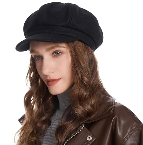 ZLYC Damen Winter Ballonkappe Klassische Schirmmützen Flat Cap | Ballonmütze mit Visor für Herbst Winter