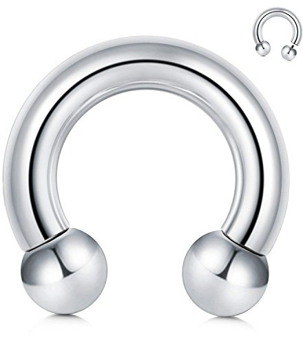 Funseedrr Innengewinde Hufeisen Piercing Ring mit Kugel Intim Circular Barbell Piercing Edelstahl (2 2.5 3 4 5 6 8 10mm Dicke)